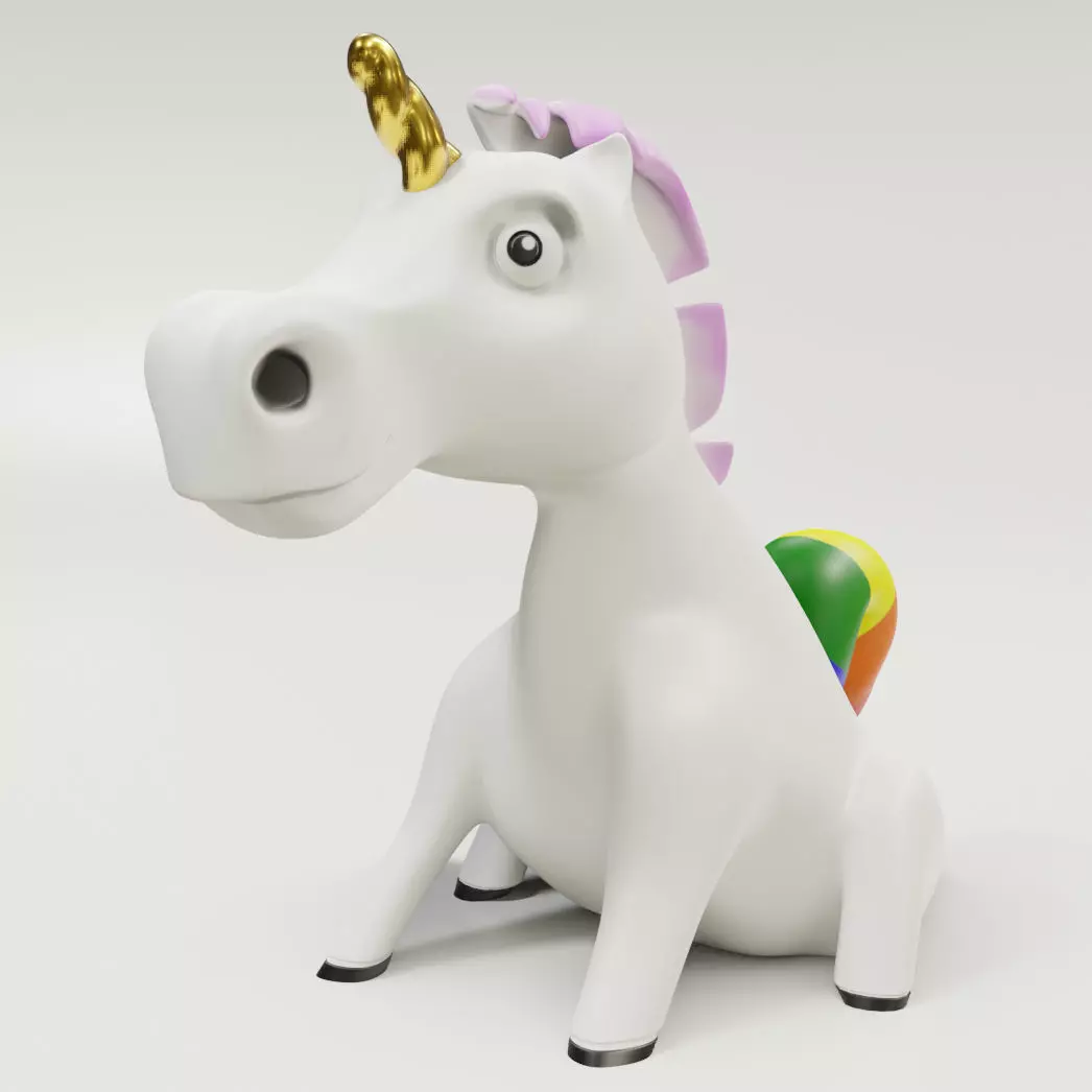 Caricature Unicorn figurine 3D print model_0