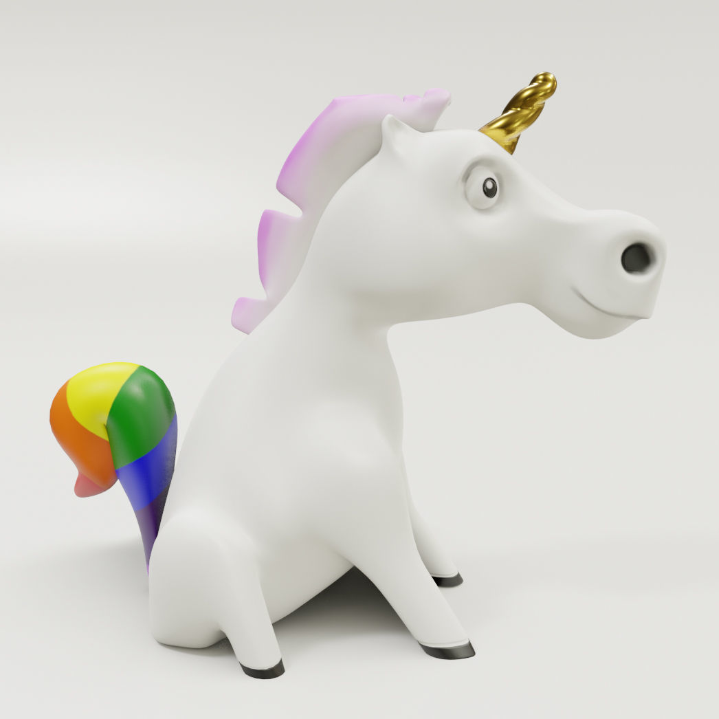 Caricature Unicorn figurine 3D print model_2