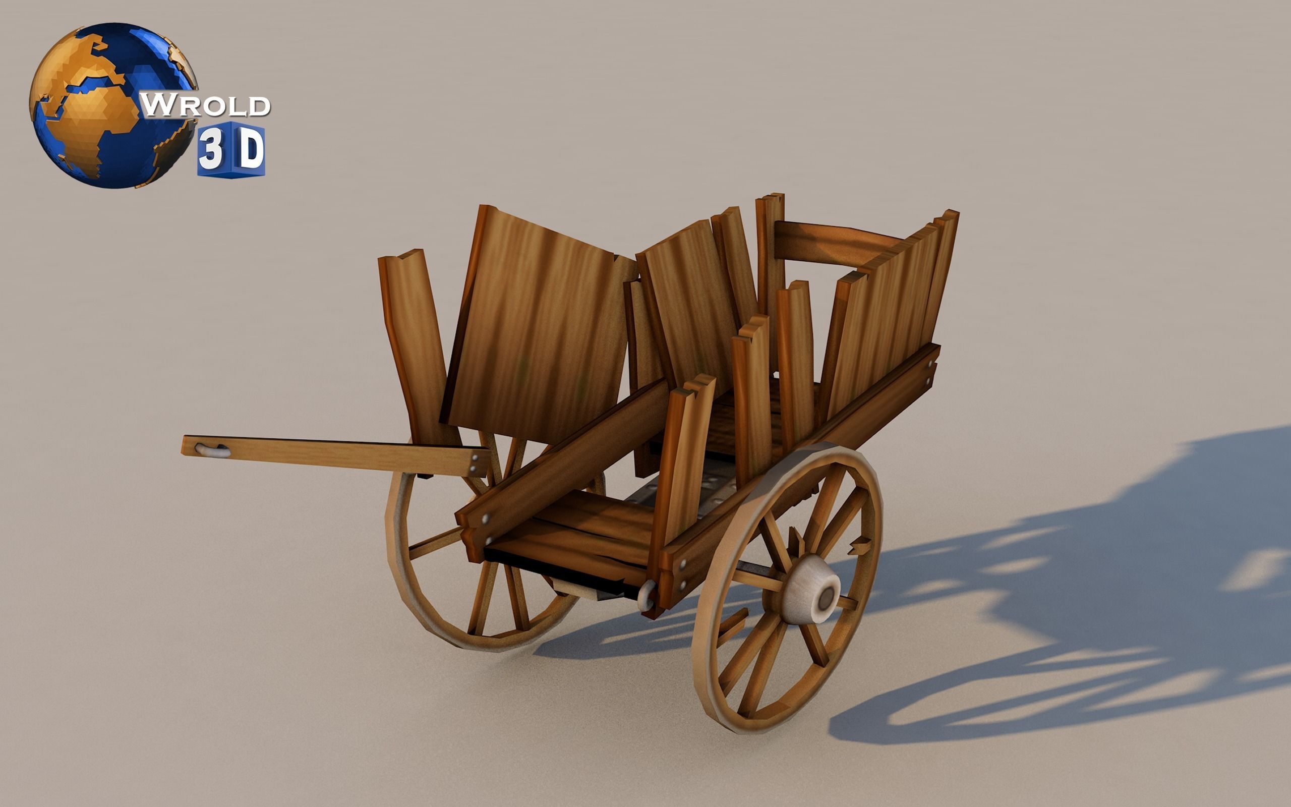 Medieval Cart Lowpoly Collection Pack 3D Model Low-poly 3D model_7