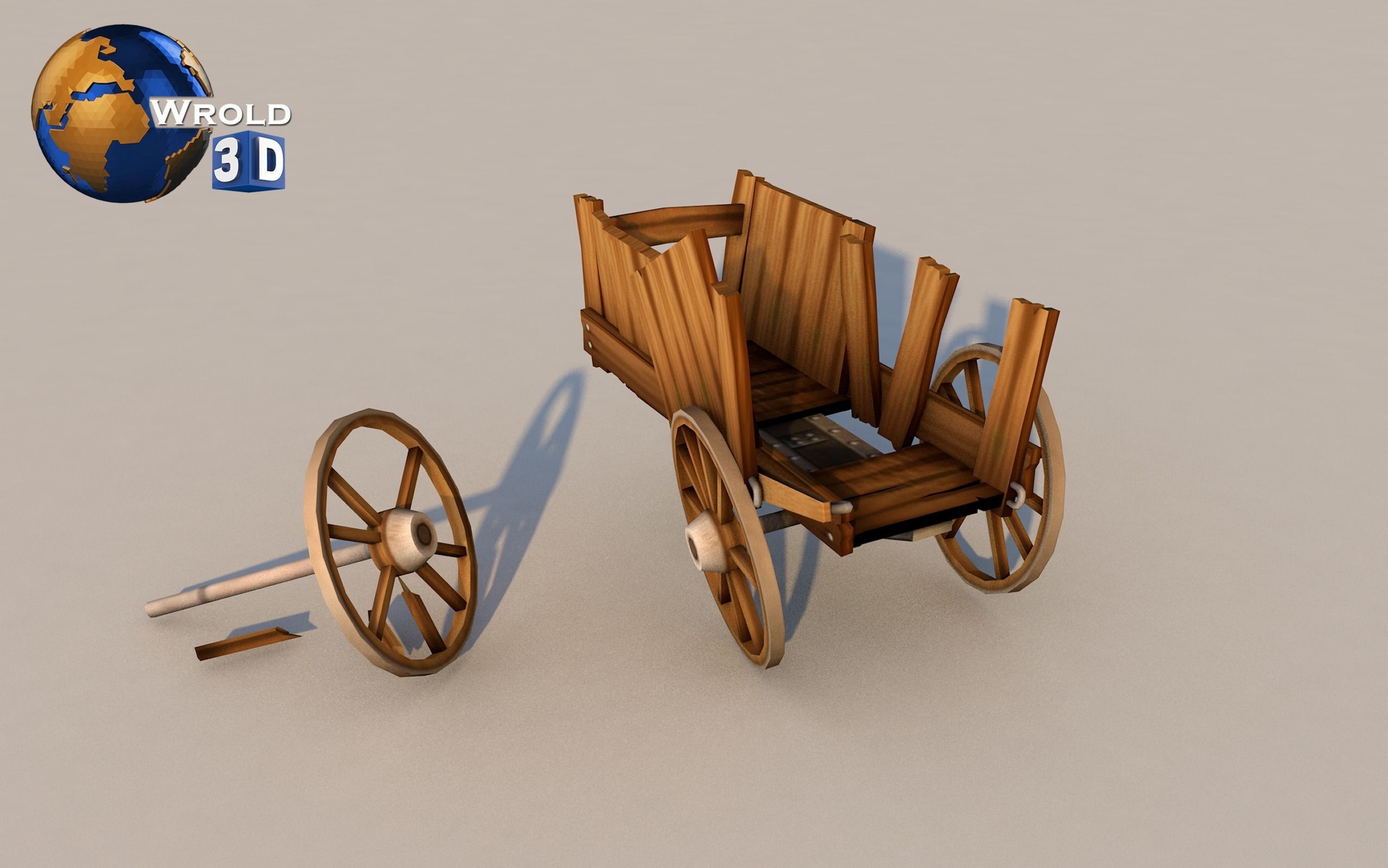 Medieval Cart Lowpoly Collection Pack 3D Model Low-poly 3D model_3