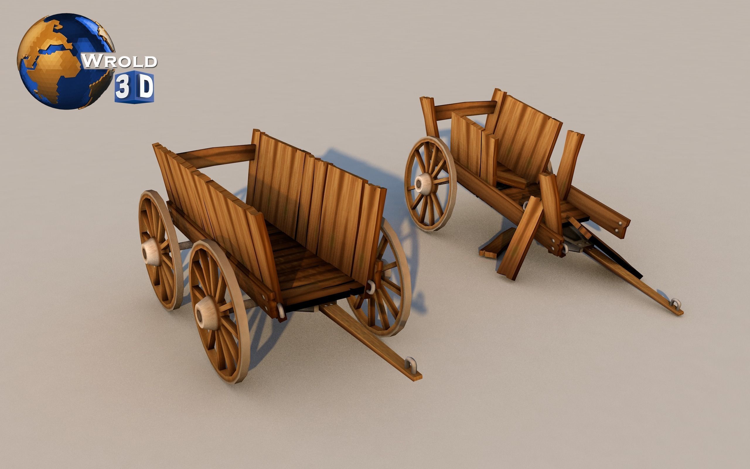 Medieval Cart Lowpoly Collection Pack 3D Model Low-poly 3D model_2