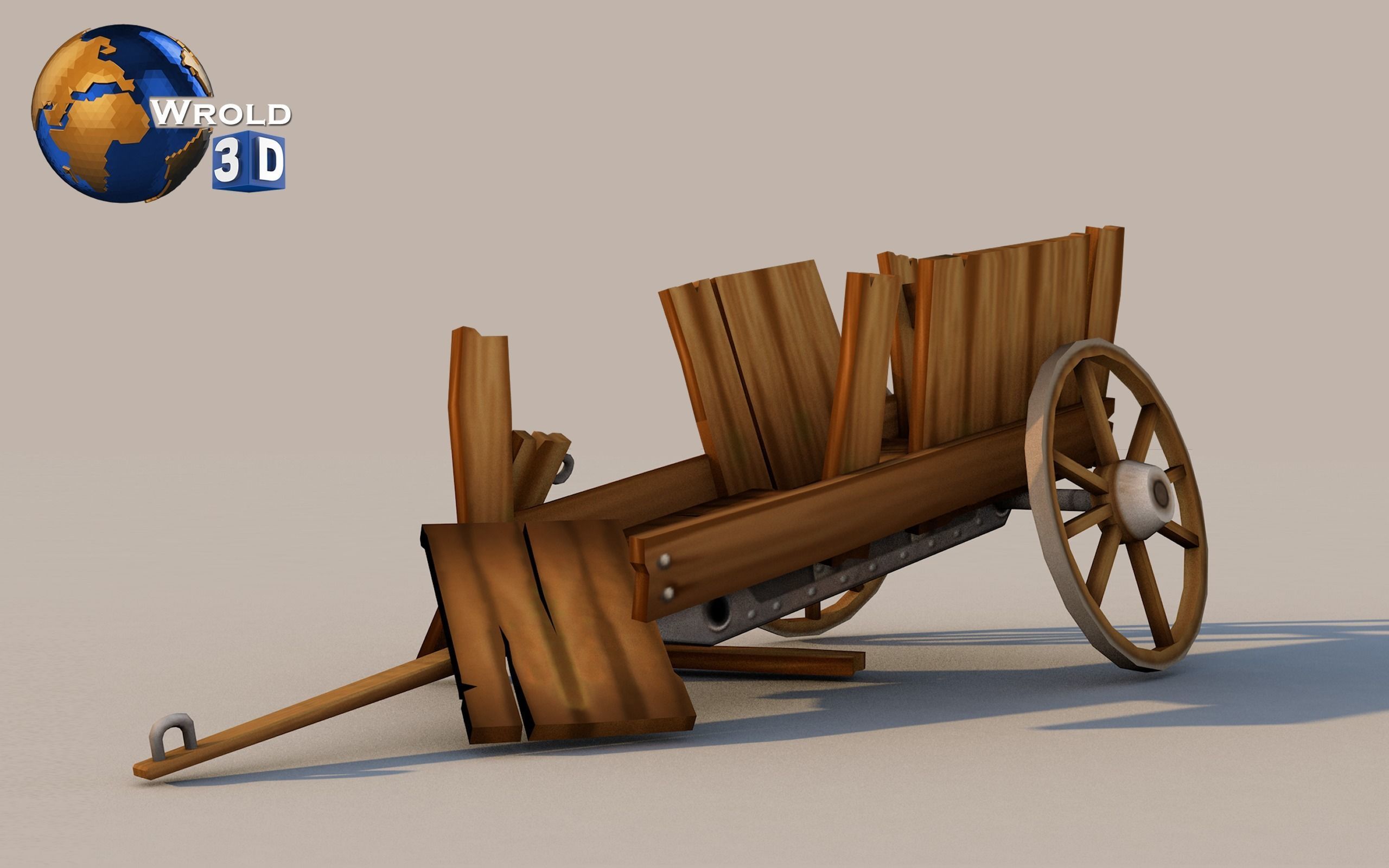 Medieval Cart Lowpoly Collection Pack 3D Model Low-poly 3D model_6