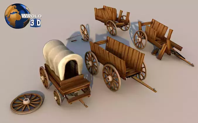 Medieval Cart Lowpoly Collection Pack 3D Model