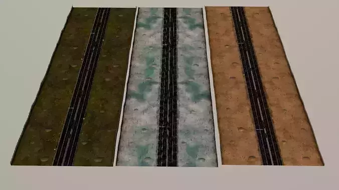low poly Modular endless race track PBR snow desert green Low-poly 3D model