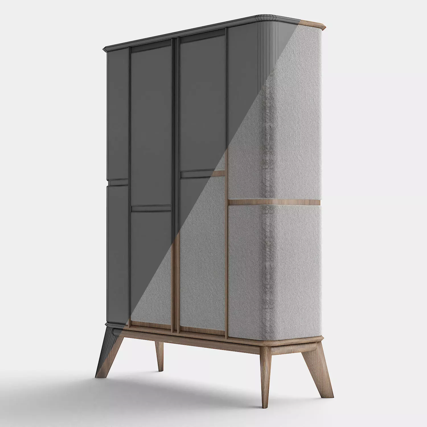Commode modern cabinet with doors and drawers Low-poly 3D model_0