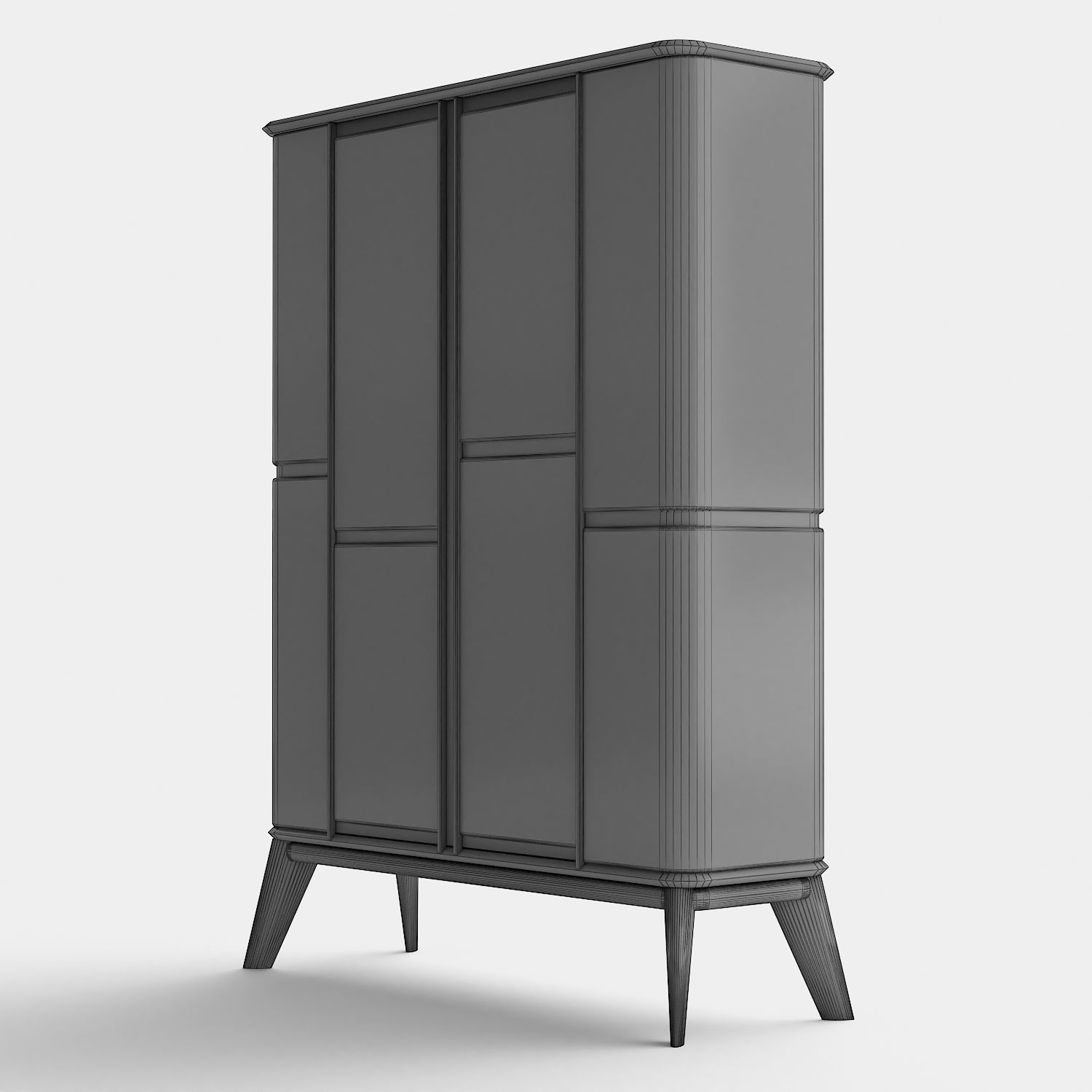Commode modern cabinet with doors and drawers Low-poly 3D model_4