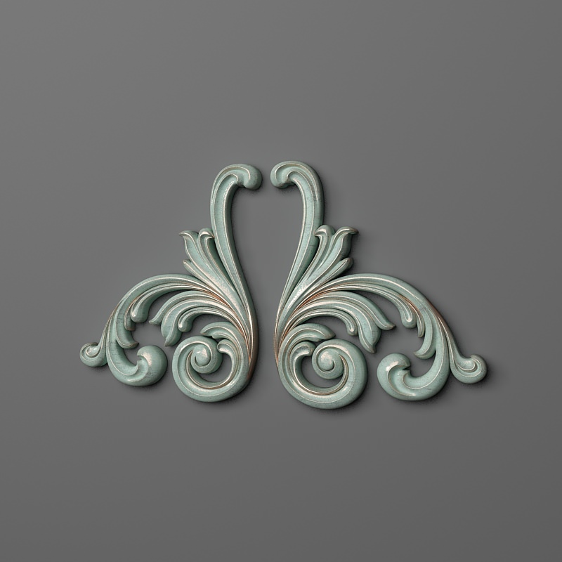 Onlay two ornate scrolls 3D print model_1