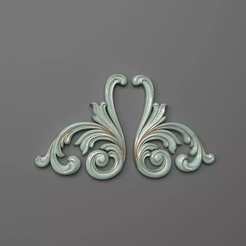 Onlay two ornate scrolls 3D print model_0