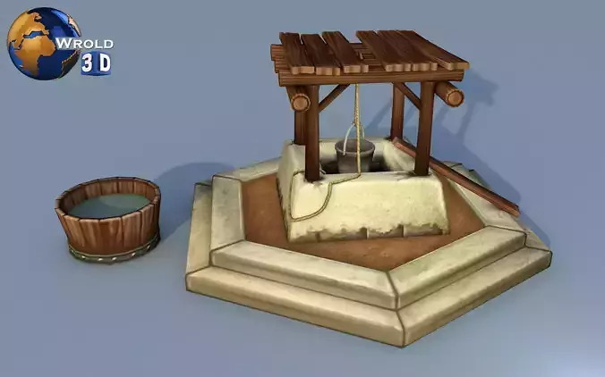 Lowpoly Water Well 3D Model