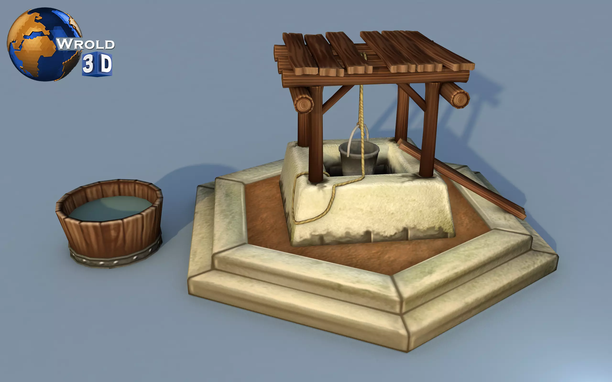 Lowpoly Water Well 3D Model Low-poly 3D model_0