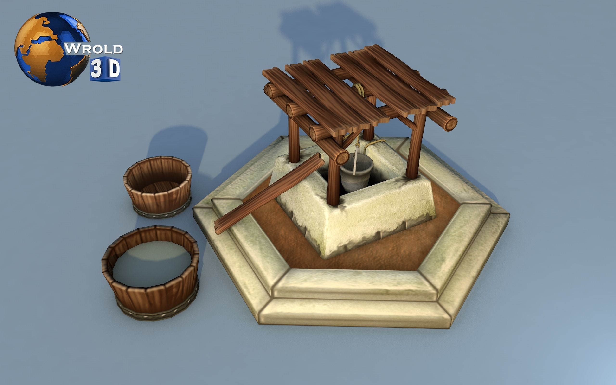 Lowpoly Water Well 3D Model Low-poly 3D model_3