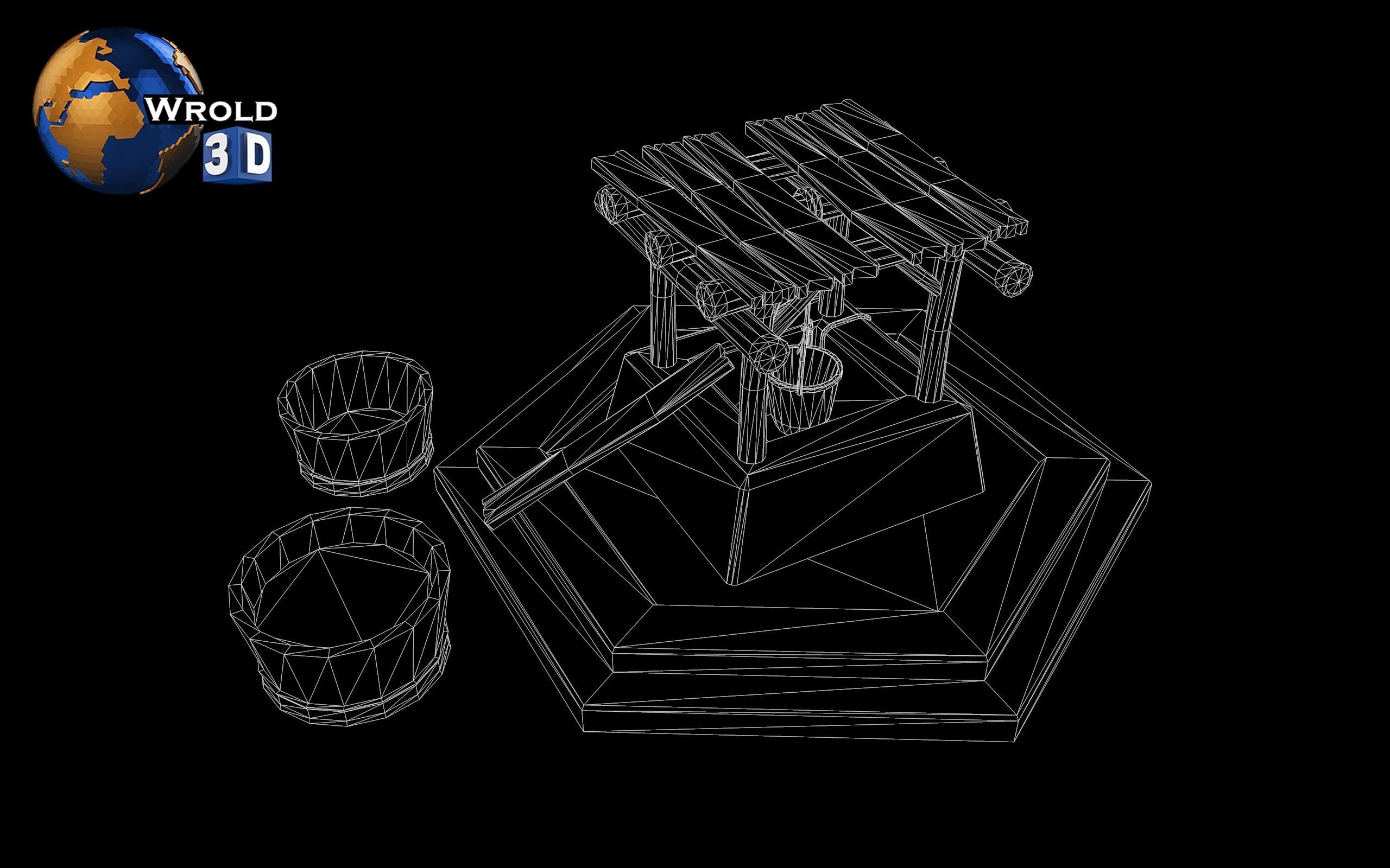 Lowpoly Water Well 3D Model Low-poly 3D model_5