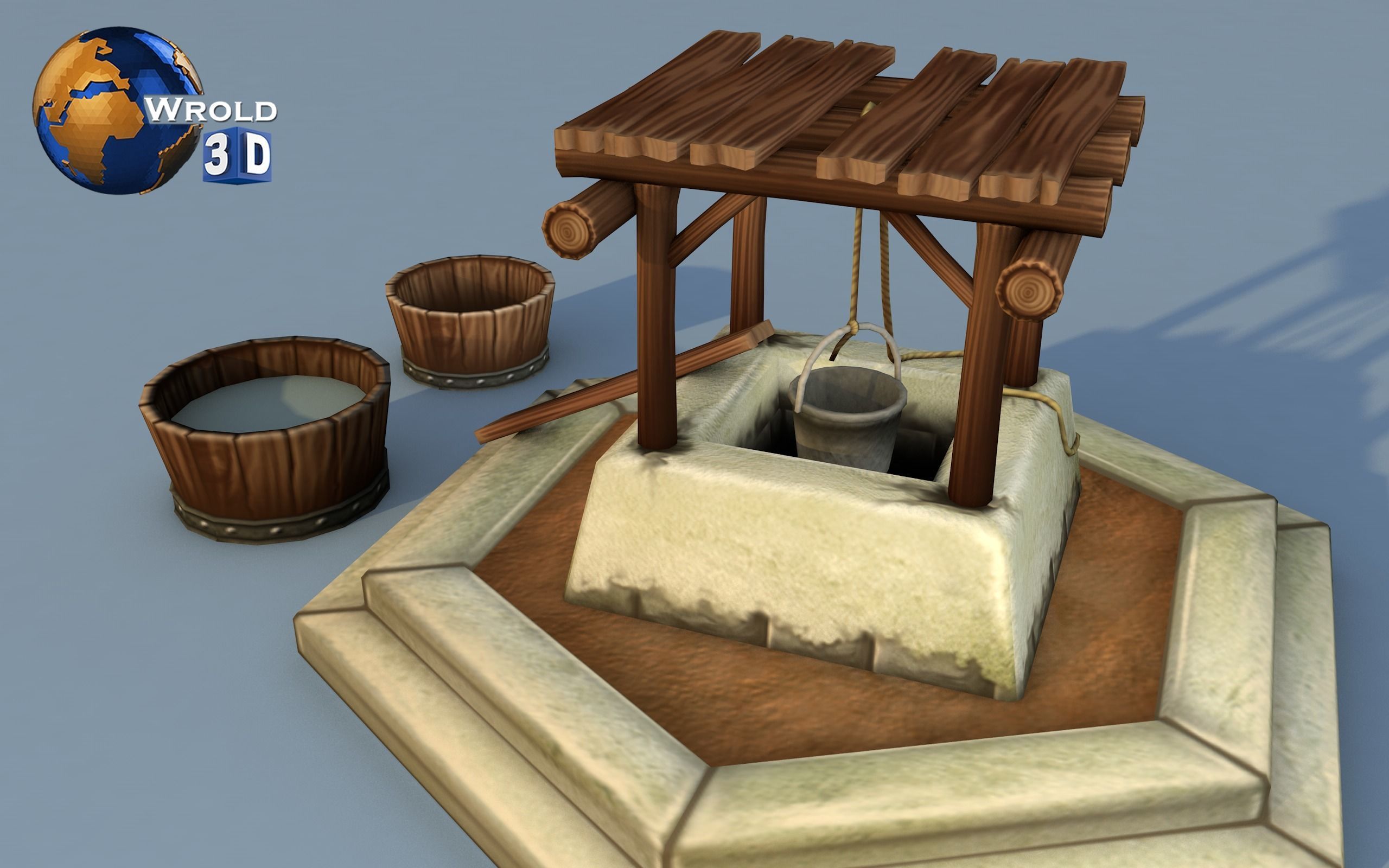 Lowpoly Water Well 3D Model Low-poly 3D model_4