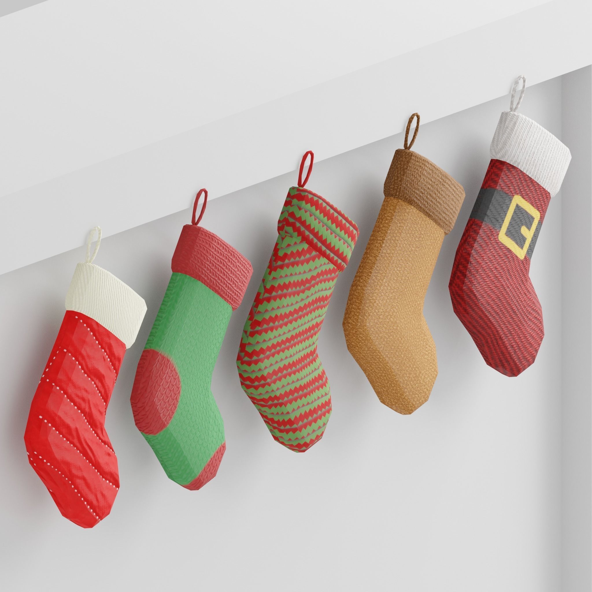 Christmas Socks G39 Low-poly 3D model_5