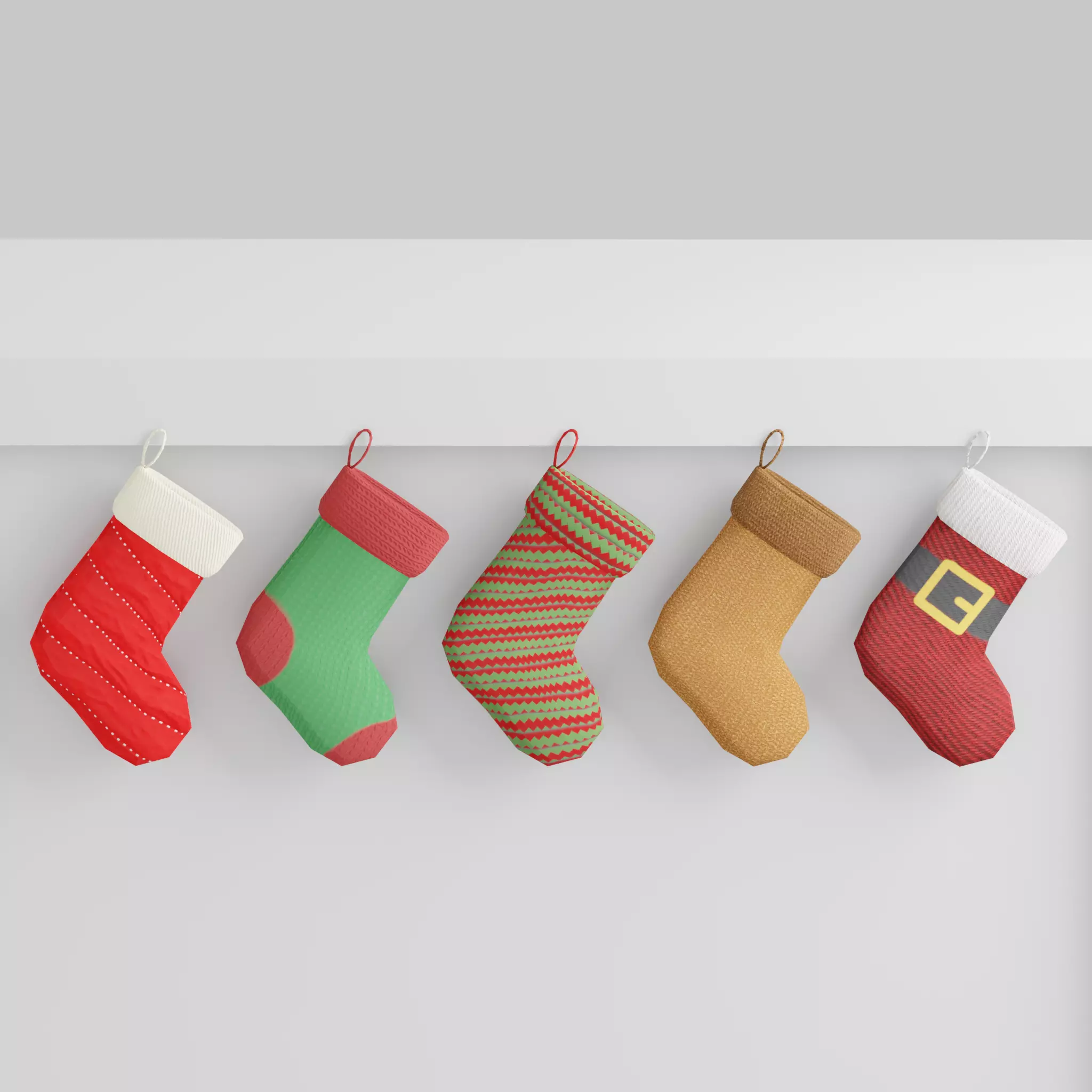 Christmas Socks G39 Low-poly 3D model_0