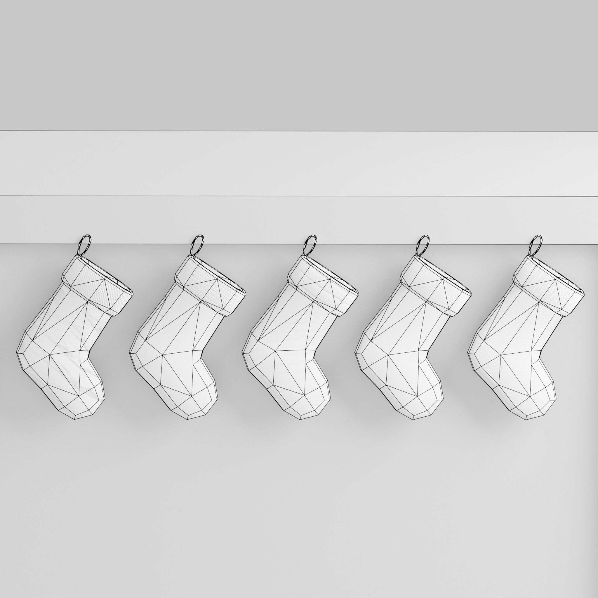 Christmas Socks G39 Low-poly 3D model_1
