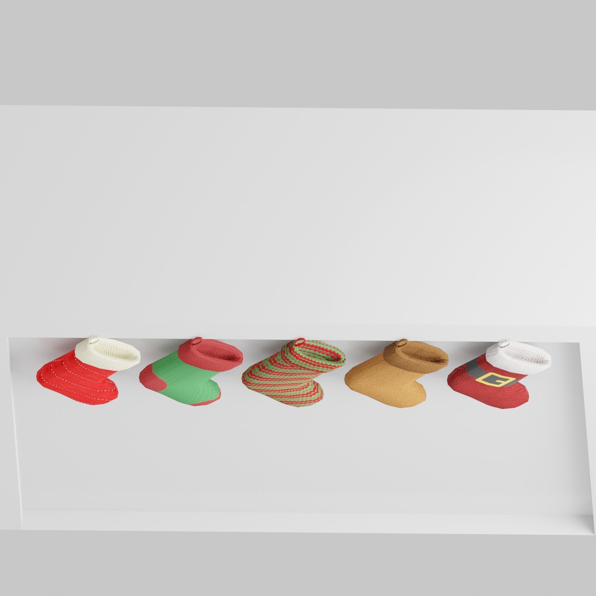 Christmas Socks G39 Low-poly 3D model_7