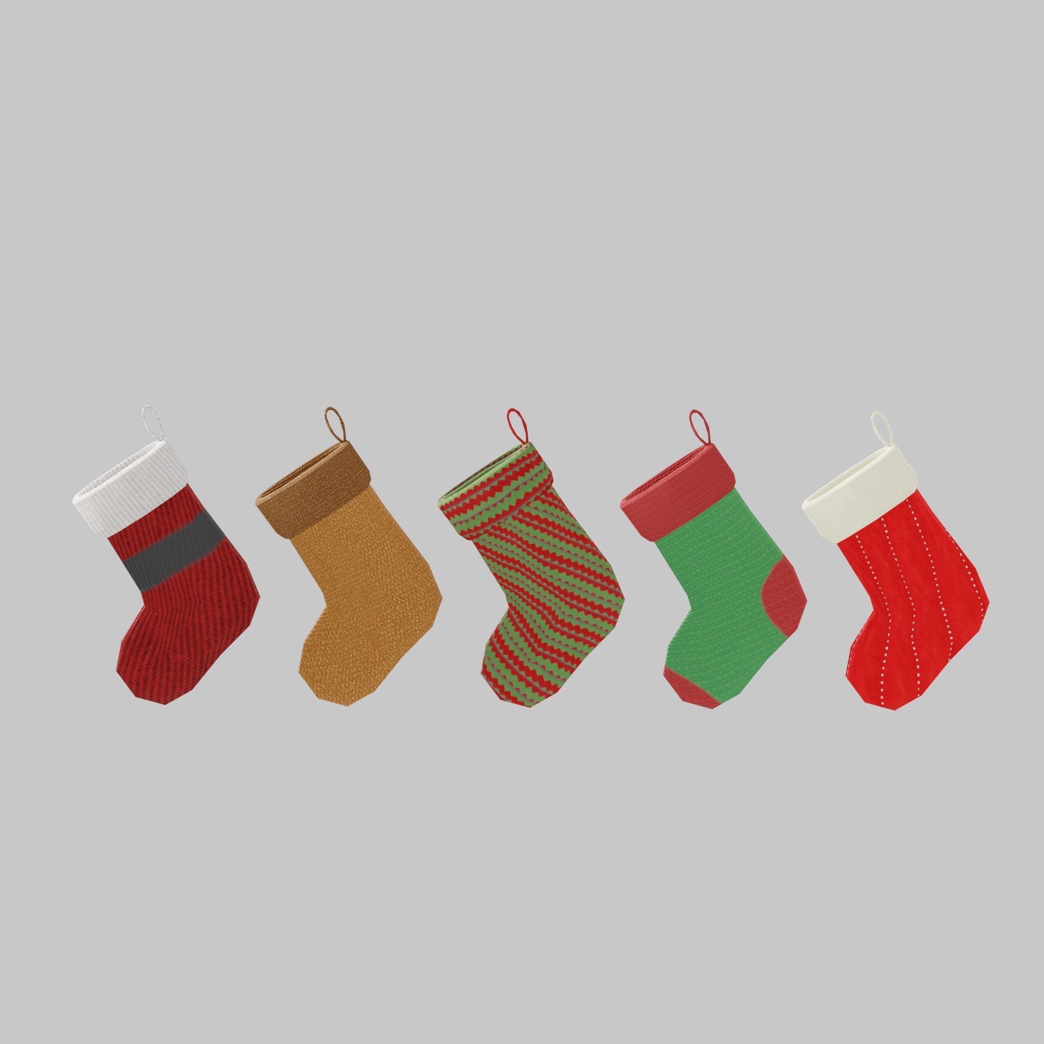 Christmas Socks G39 Low-poly 3D model_8