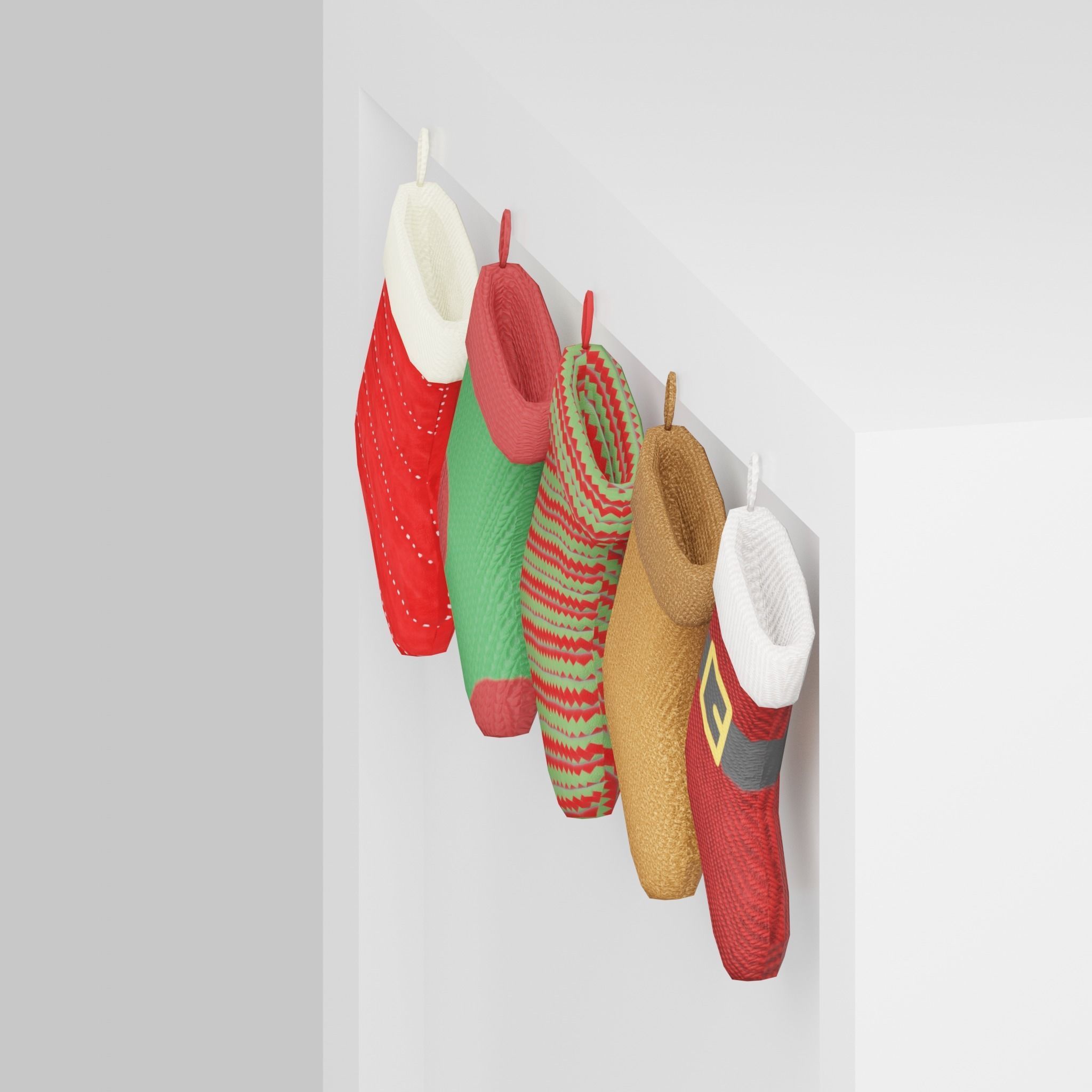 Christmas Socks G39 Low-poly 3D model_4