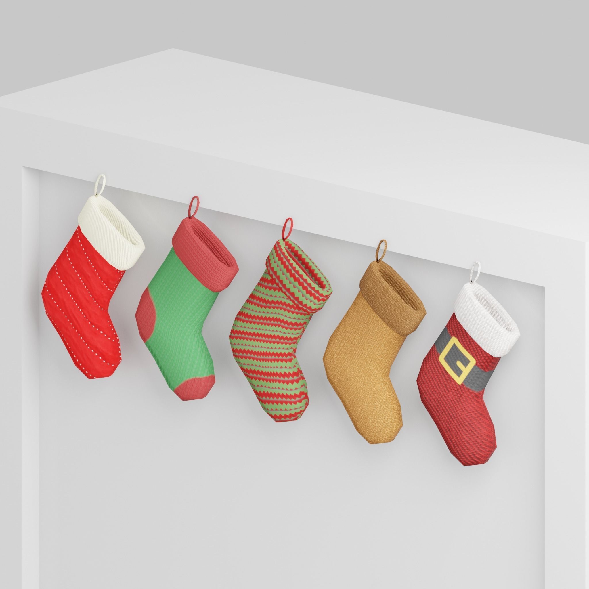 Christmas Socks G39 Low-poly 3D model_6