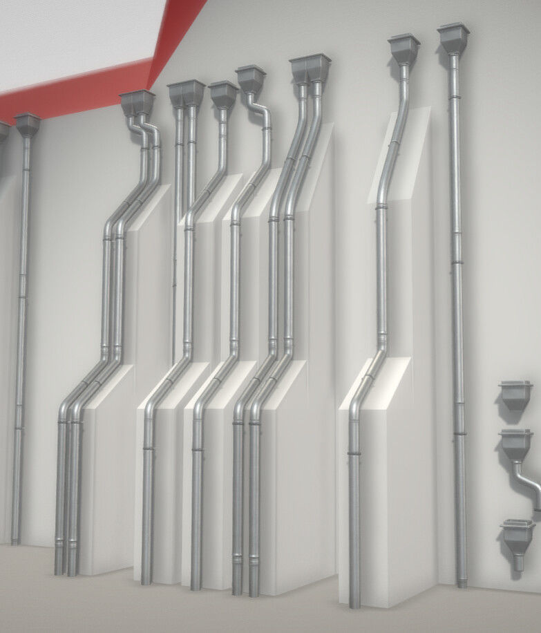 Modular Roof Gutter Pipe Construction Ki Low-poly 3D model_15