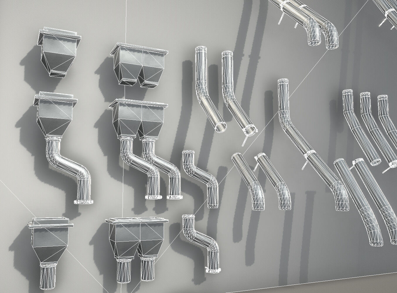 Modular Roof Gutter Pipe Construction Ki Low-poly 3D model_6