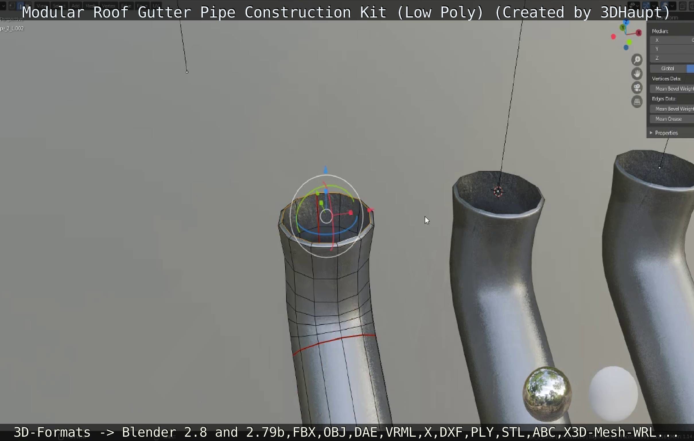 Modular Roof Gutter Pipe Construction Ki Low-poly 3D model_30