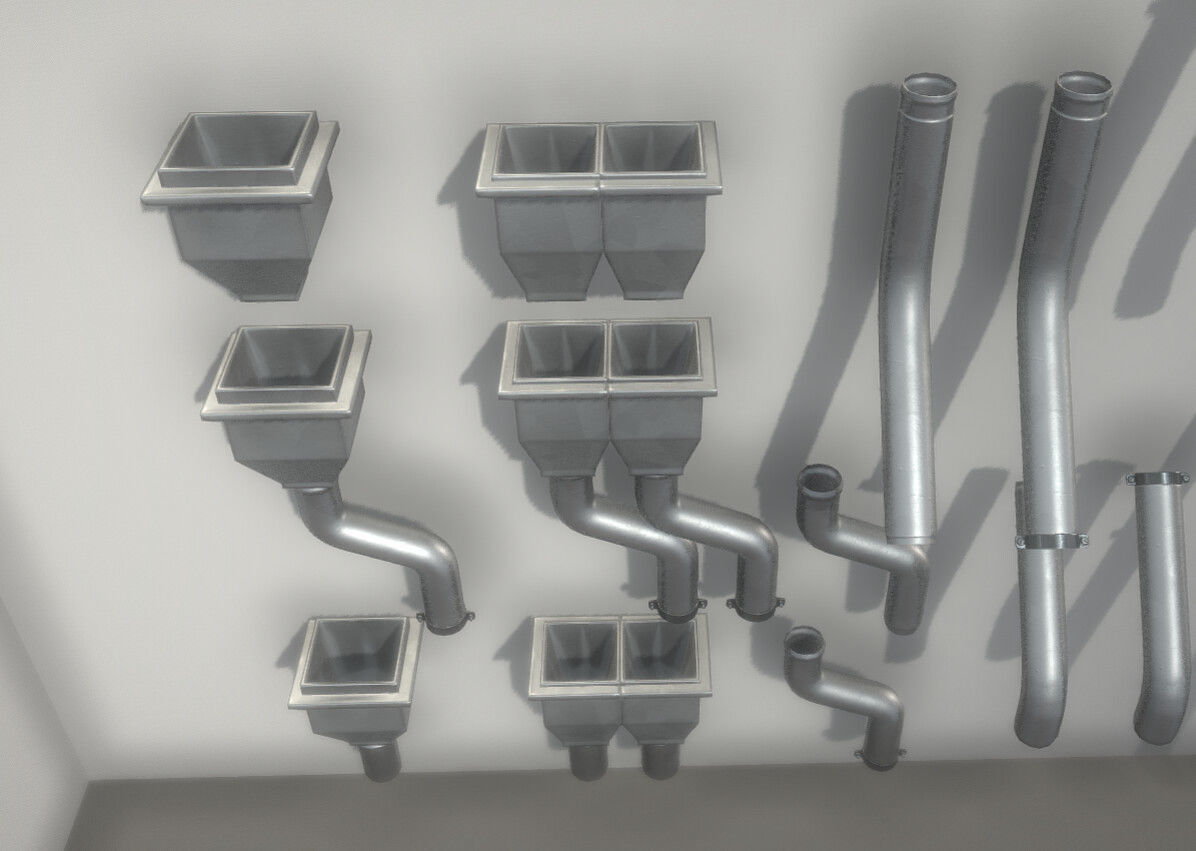 Modular Roof Gutter Pipe Construction Ki Low-poly 3D model_13