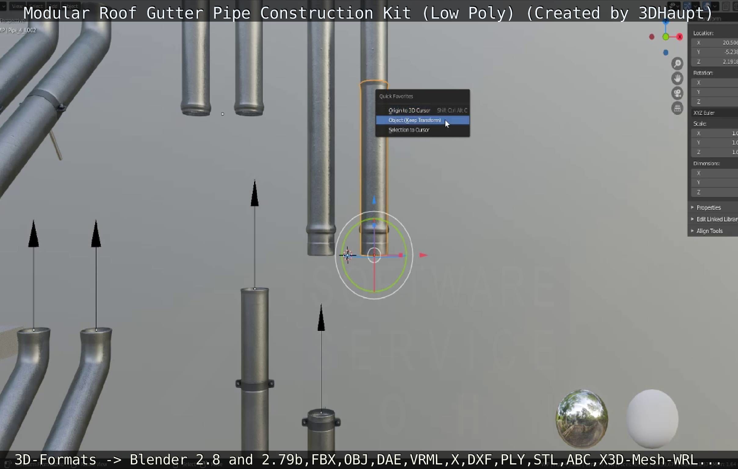Modular Roof Gutter Pipe Construction Ki Low-poly 3D model_28
