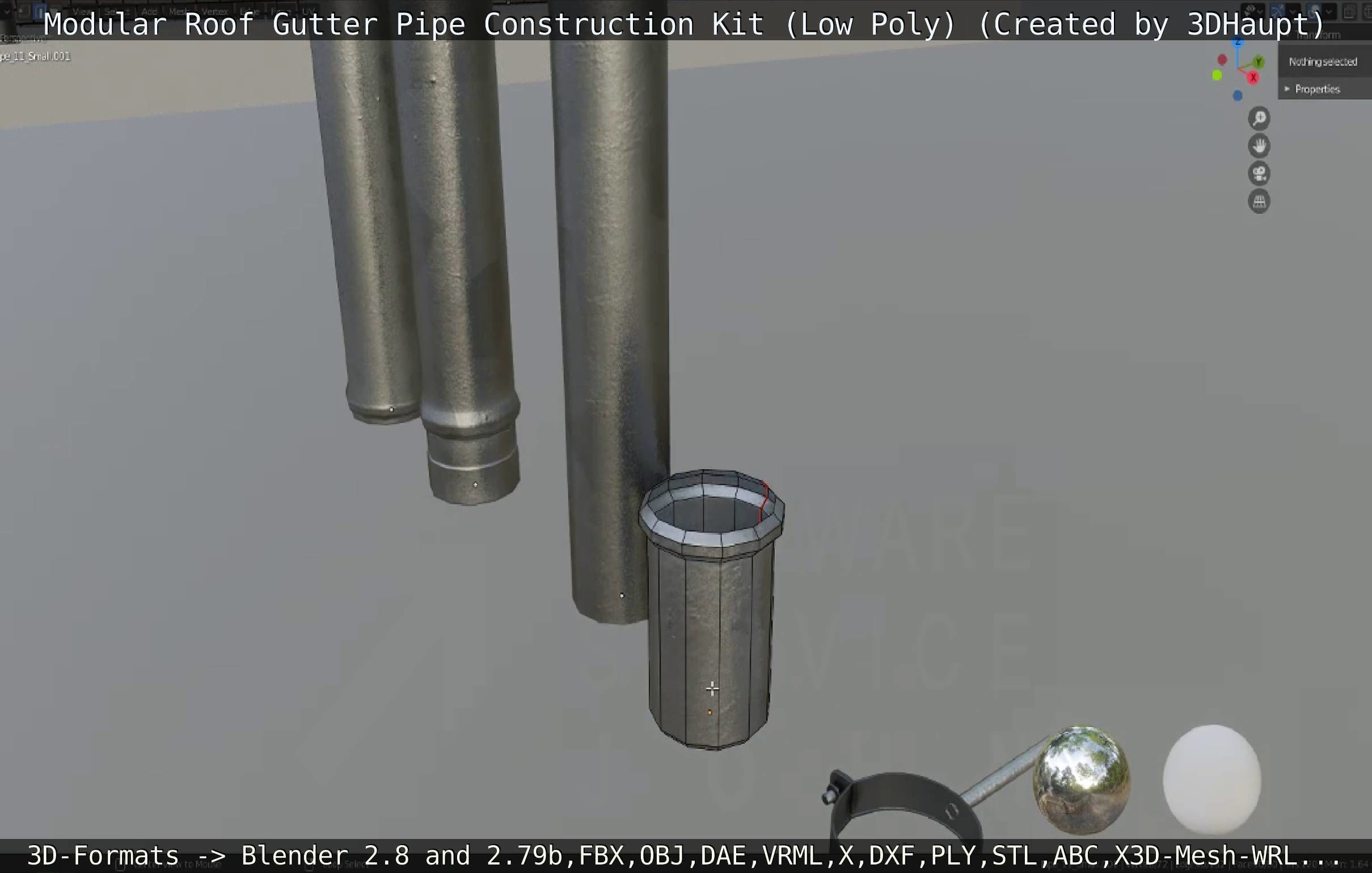 Modular Roof Gutter Pipe Construction Ki Low-poly 3D model_37