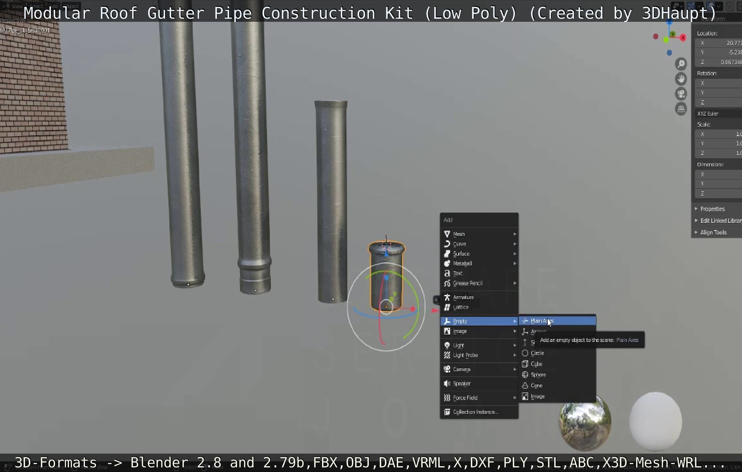 Modular Roof Gutter Pipe Construction Ki Low-poly 3D model_27