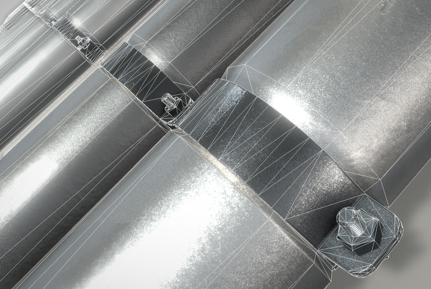 Modular Roof Gutter Pipe Construction Ki Low-poly 3D model_4