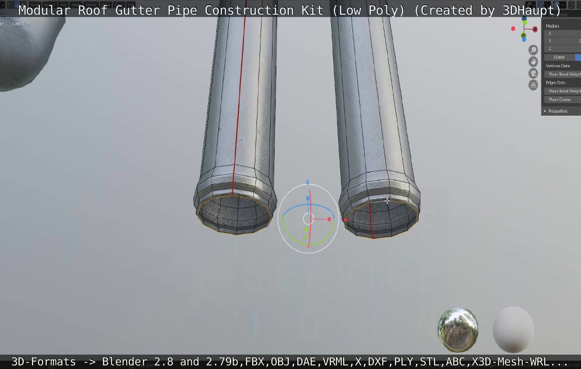Modular Roof Gutter Pipe Construction Ki Low-poly 3D model_18