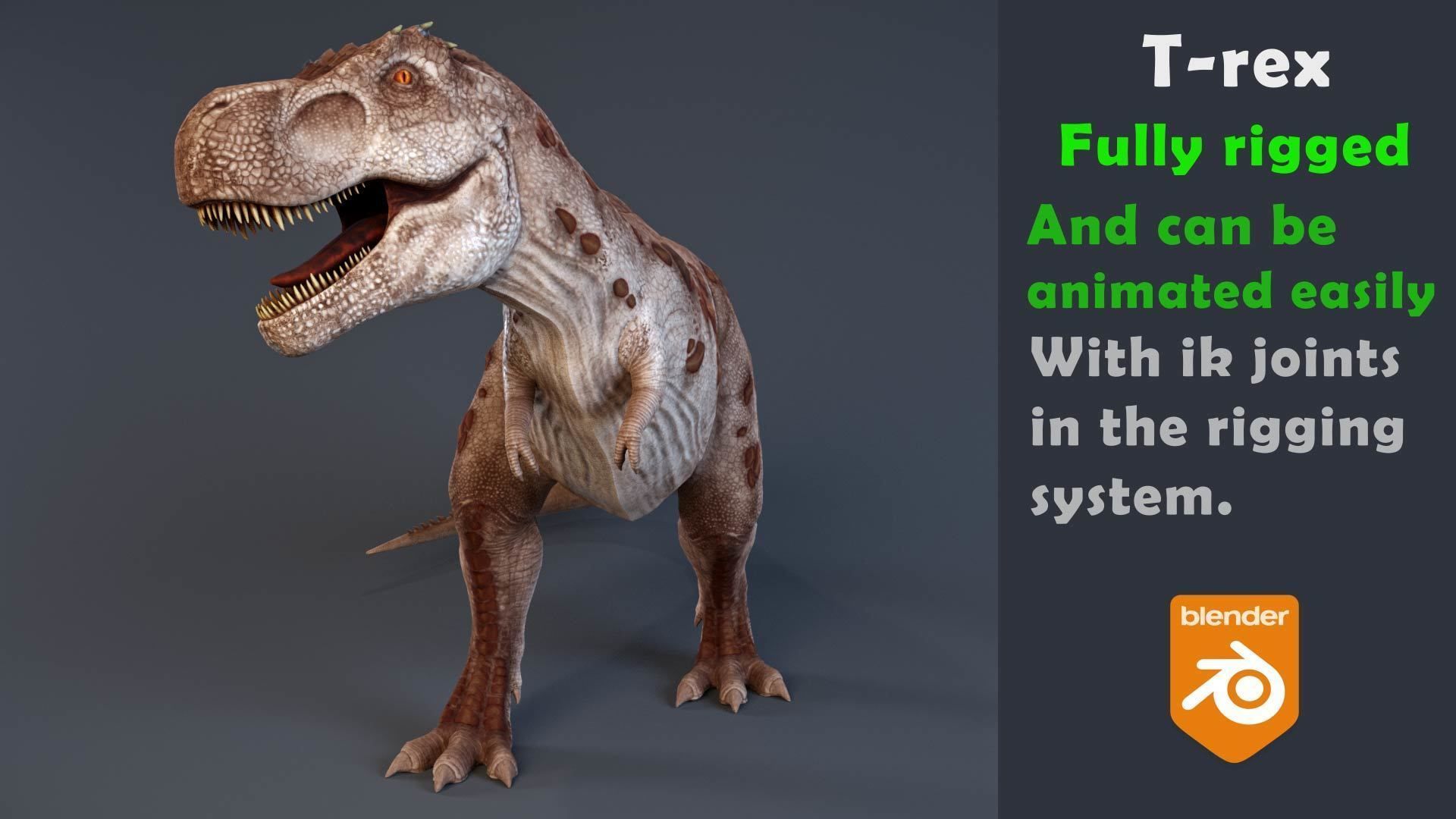 Tyrannosaurus rex rigged 3D model_2