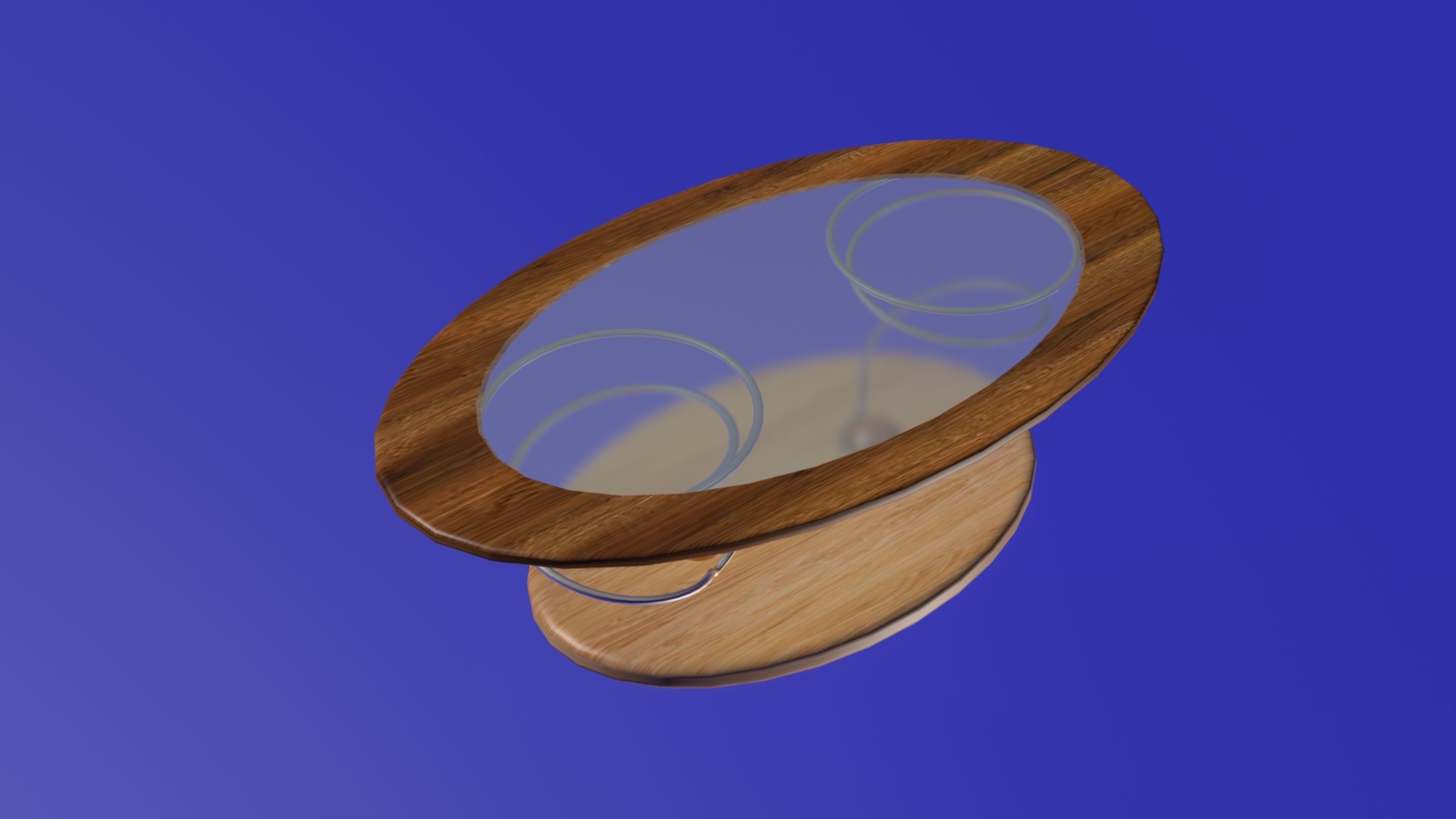 Eliptic glass and wood modern table 3D model_5