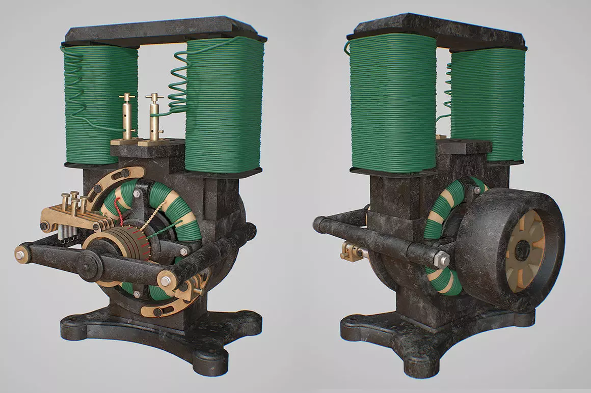 Vintage motor 3D model_0