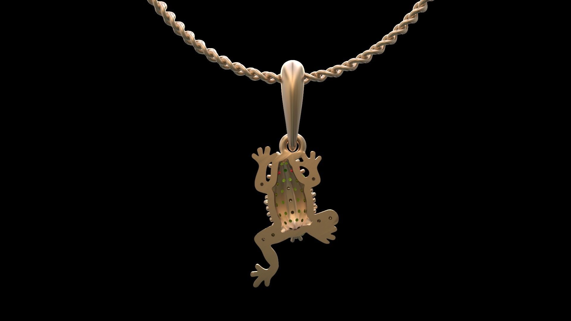 Frog pendant 3D print model_3
