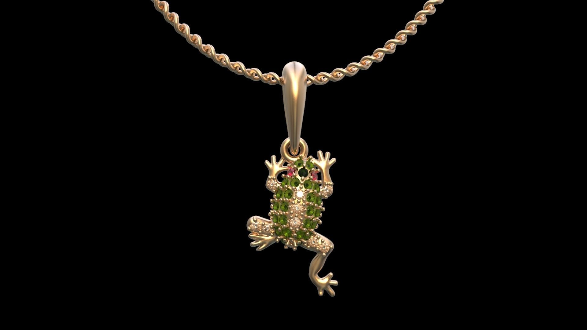 Frog pendant 3D print model_0