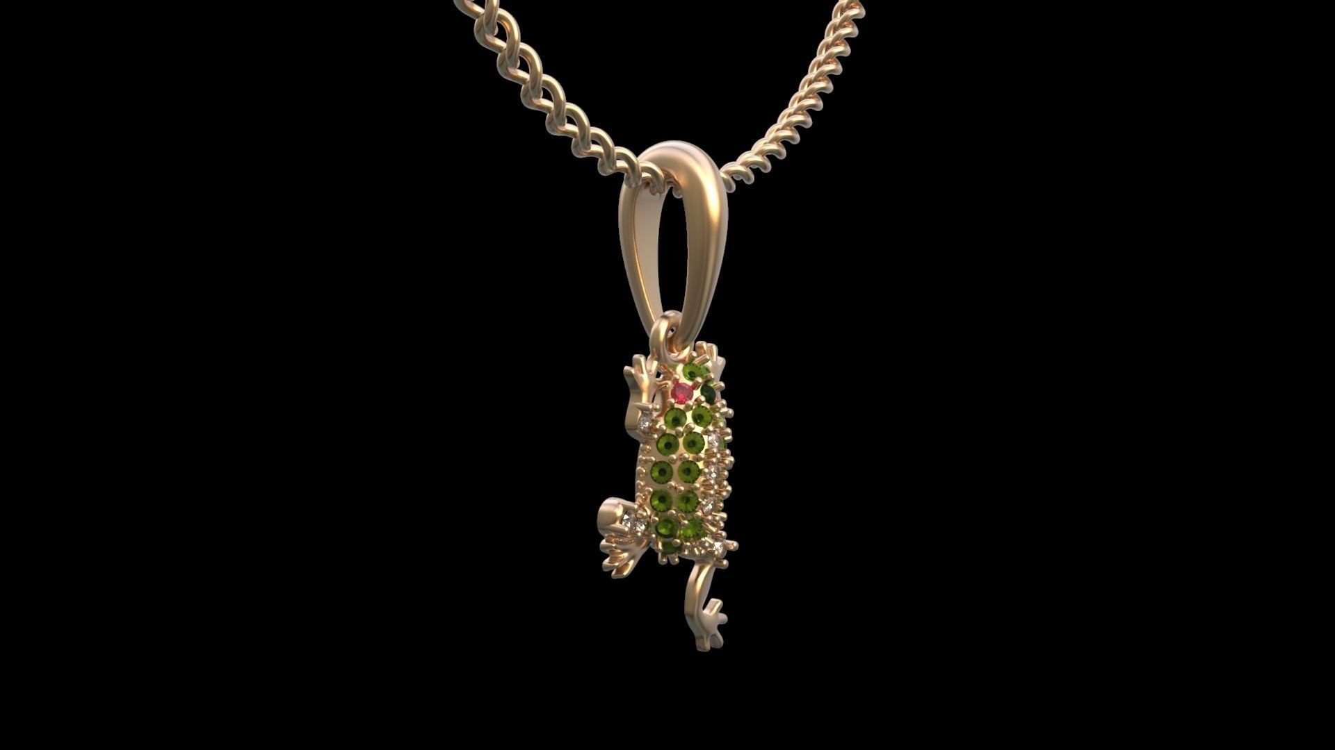 Frog pendant 3D print model_1