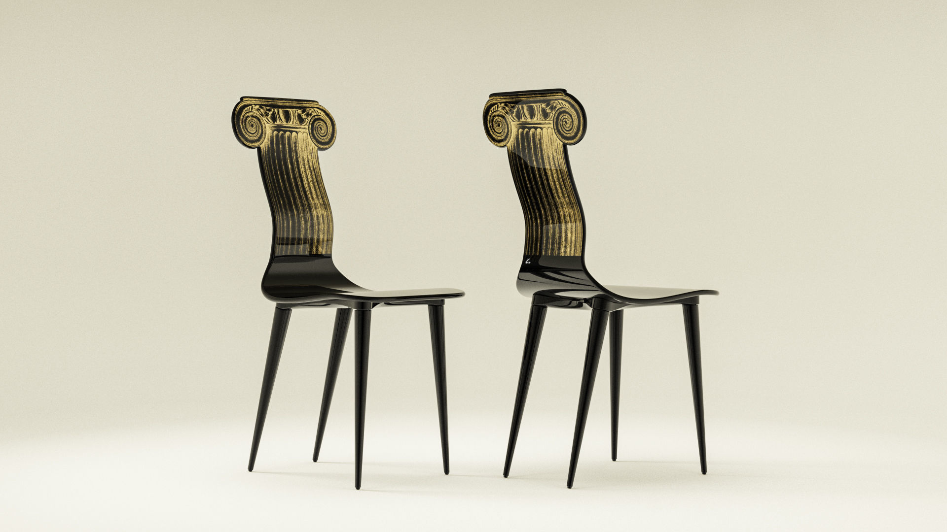 Fornasetti Capitello Corinzio and Jonico Chair Low-poly 3D model_8