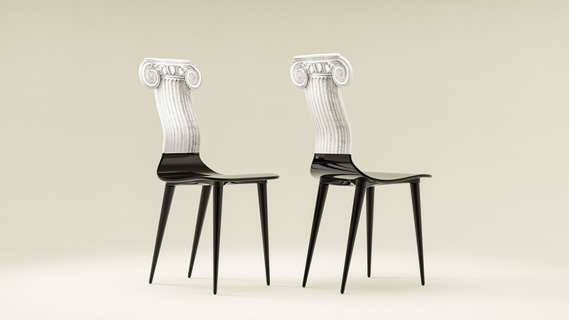 Fornasetti Capitello Corinzio and Jonico Chair Low-poly 3D model_9