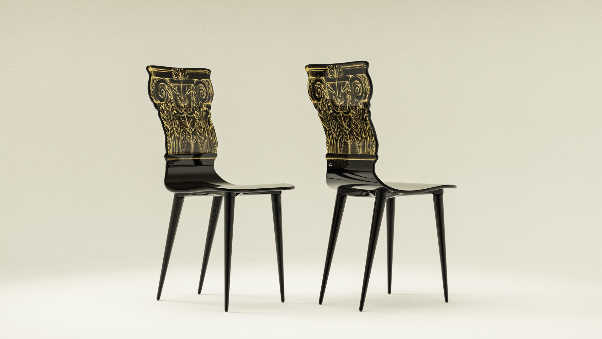 Fornasetti Capitello Corinzio and Jonico Chair Low-poly 3D model_11