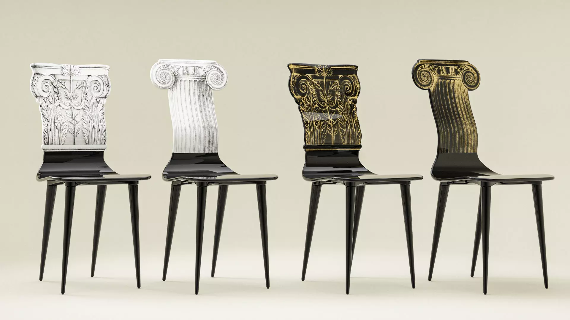 Fornasetti Capitello Corinzio and Jonico Chair Low-poly 3D model_0
