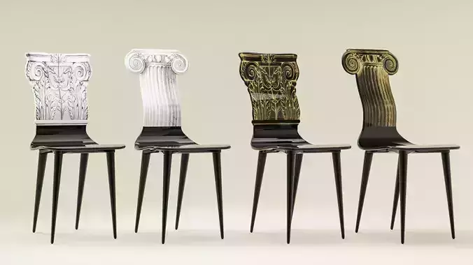 Fornasetti Capitello Corinzio and Jonico Chair Low-poly 3D model