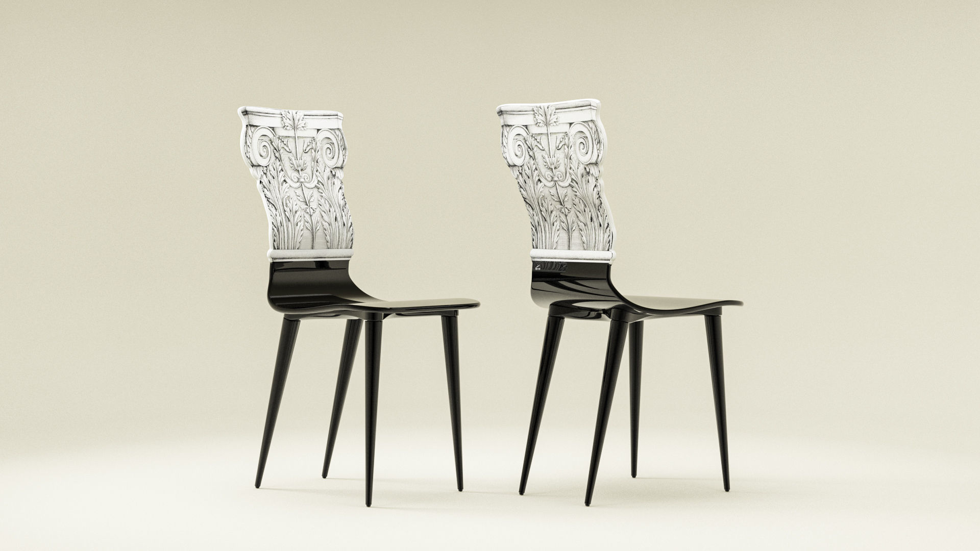 Fornasetti Capitello Corinzio and Jonico Chair Low-poly 3D model_10
