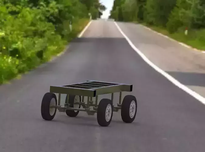 Dolly Chassis with Suspension and Tyre and Braking assembly Low-poly 3D model