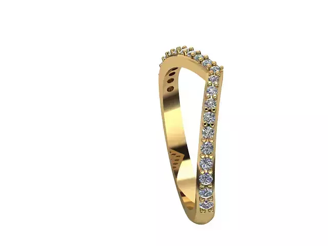 V ring gold wedding band with diamonds