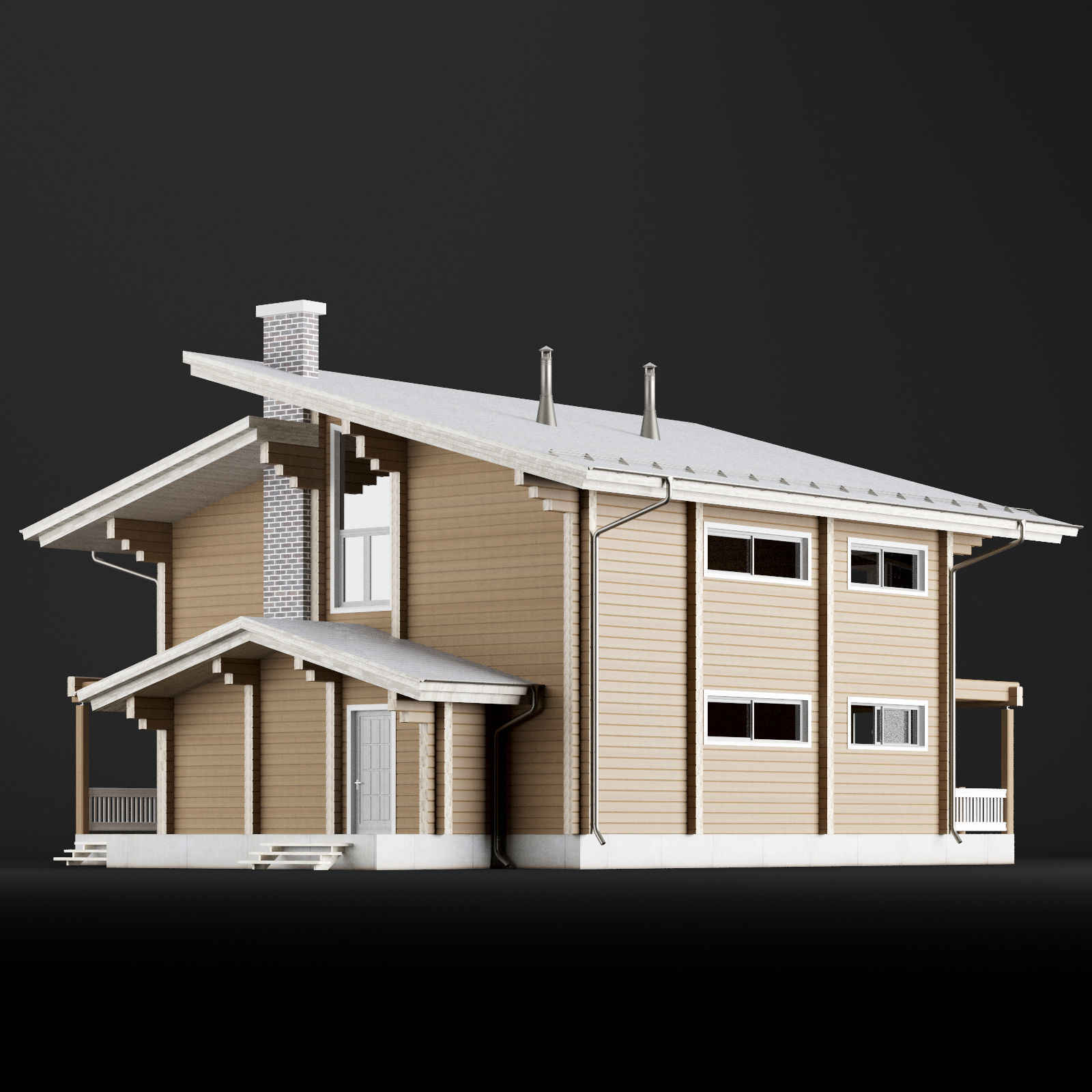 Modern house 02 3D model_8