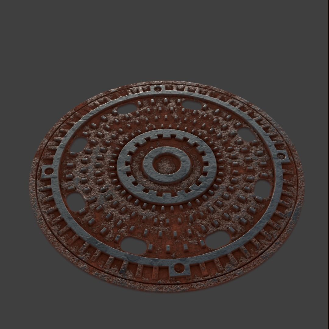 Manhole-Sewer-Drain Covers 15 PBR Texture Set Texture_49