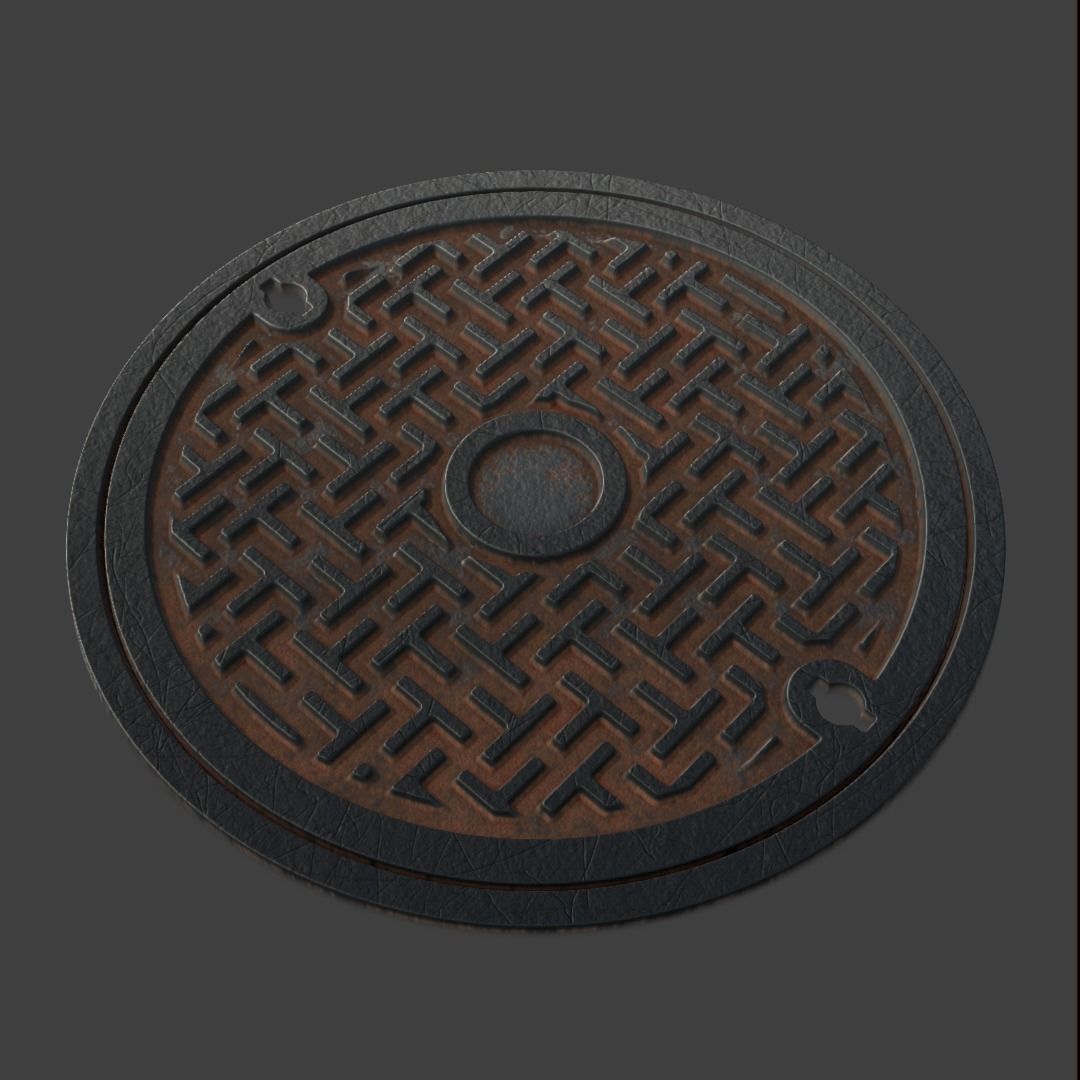 Manhole-Sewer-Drain Covers 15 PBR Texture Set Texture_36